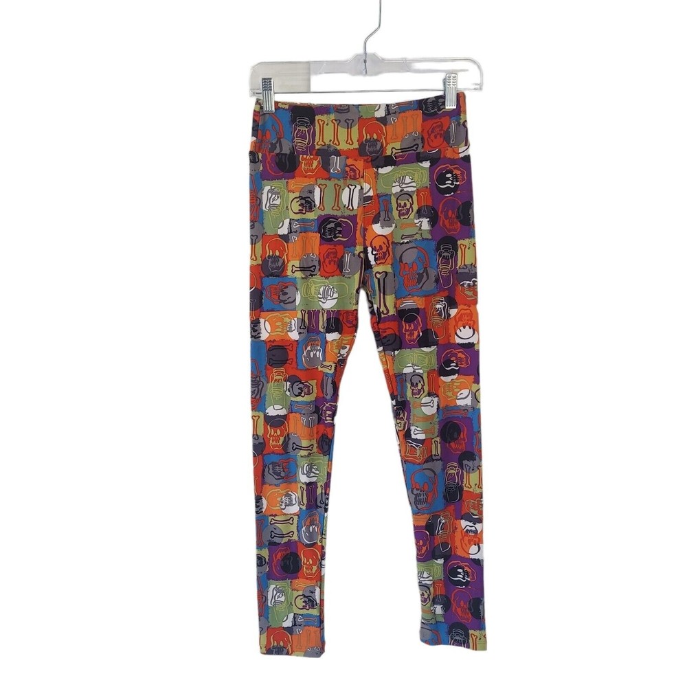 Lularoe NWOT One Size Leggings Halloween Multicolor Patchwork Skulls Bones